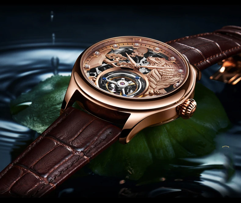 Tourbillon механические часы мужские Лидирующий бренд часы сапфировые зеркальные ручной обмотки полый движение мужские Т-образные часы