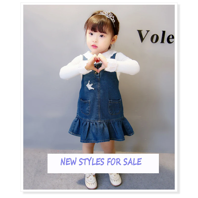 Baby Girls Dress 2018 Summer Cute Kids Dresses For Denim Overalls Costume Blackless Denims Suspender Jeans | Детская одежда и