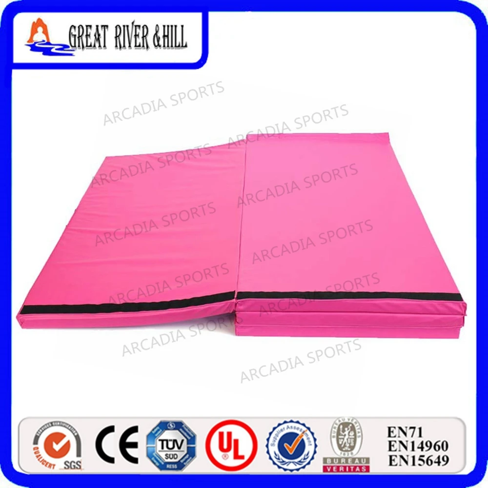 

Pink color folding gymnastic mat gymnastic equipment wholesale 2.4mx1.2mx3cm