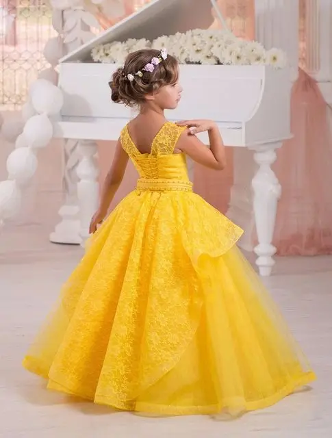 New fashion длинные золотой цветок девушки одеваются 2017 алина бисера кружева Свадьба
