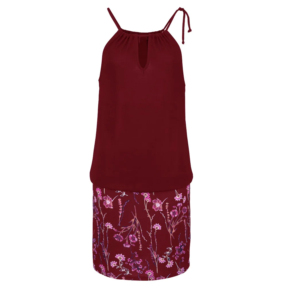 Женское платье модное женское повседневное пляжное мини-платье без рукавов с