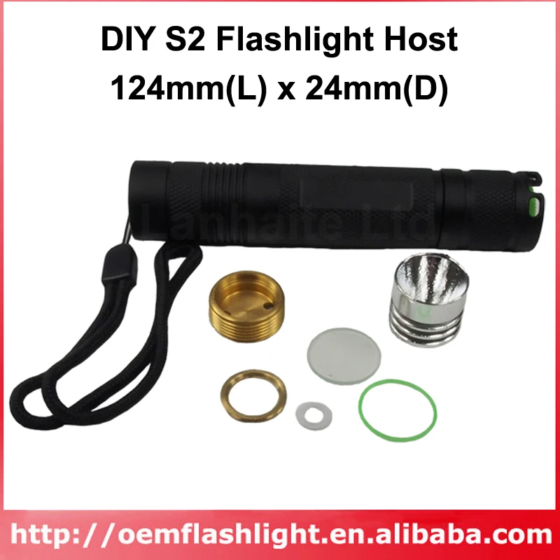 

Светодиодный фонарик DIY S2 124 мм (L) x 24 мм (D) -черный