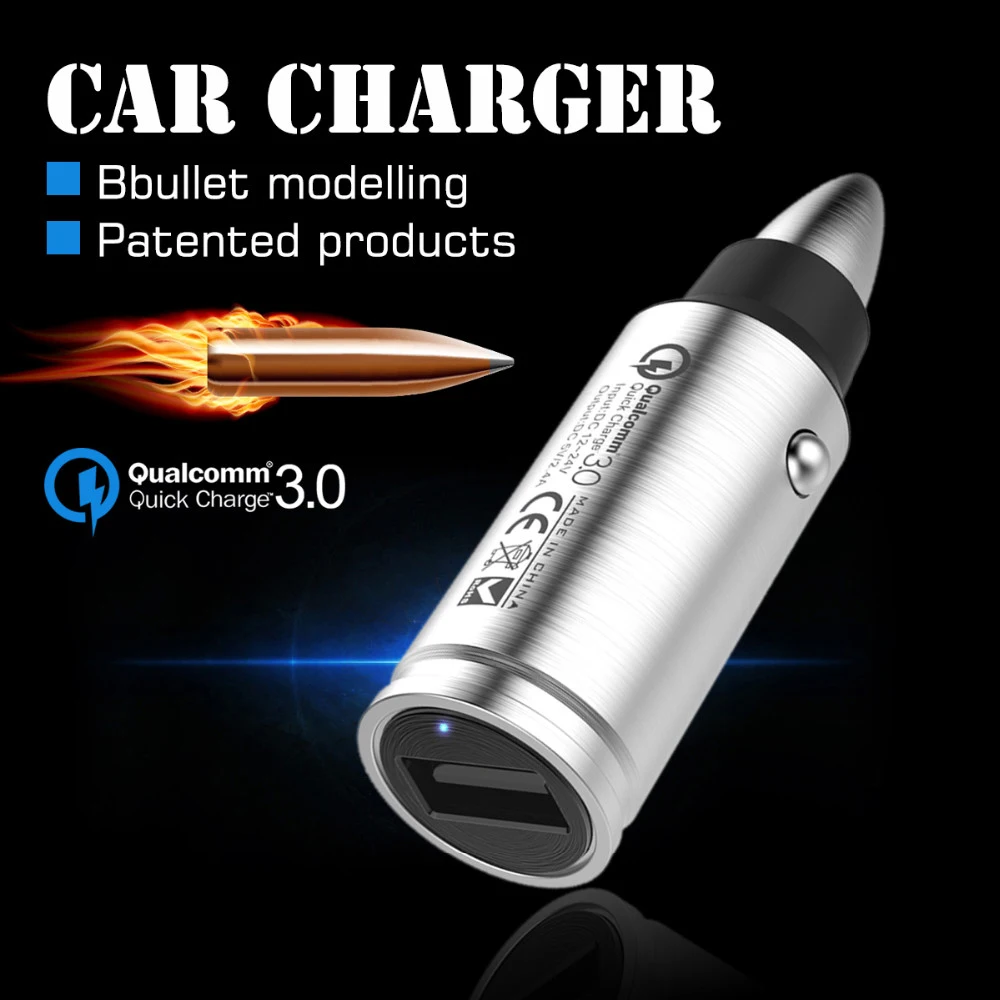 AIXXCO Metal 18W QC3.0 Quick Charge 3.0 Car Phone Charger Mini USB Adapter Charging for Samsung Xiaomi | Мобильные телефоны и