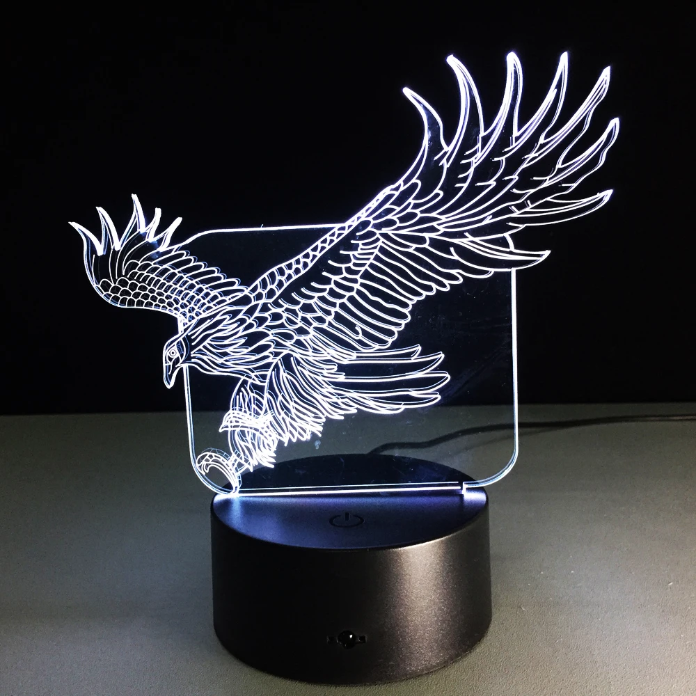 

3D Flying Big Eagle Night Light 7 Colorful Hawk 3D Cartoon Table Lamp for Office Hotel Bedroom Bar Mood Lamp Touch Sensor Switch
