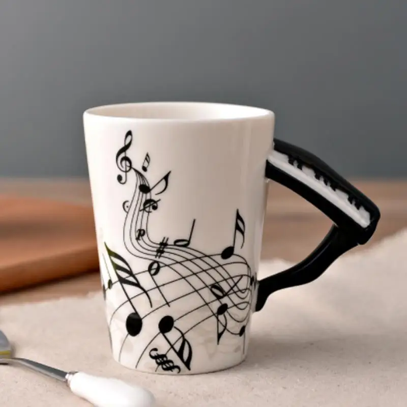 Керамика кружки с крышкой Мультфильм Музыкальная нота кружка молока Кофе Чай