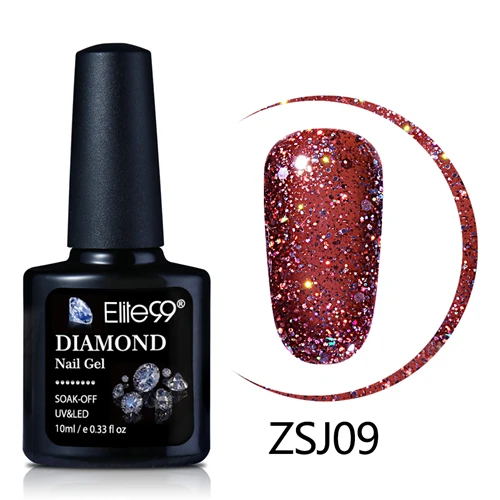 R-zsj09 Elite99 10 мл Diamond Цвет Гель-лак для ногтей, УФ-светодиодный Гель-лак Сияющие Блестки для ногтей гель для ногтей, длительного действия, основа, лаки для полировки - Цвет: R-zsj09