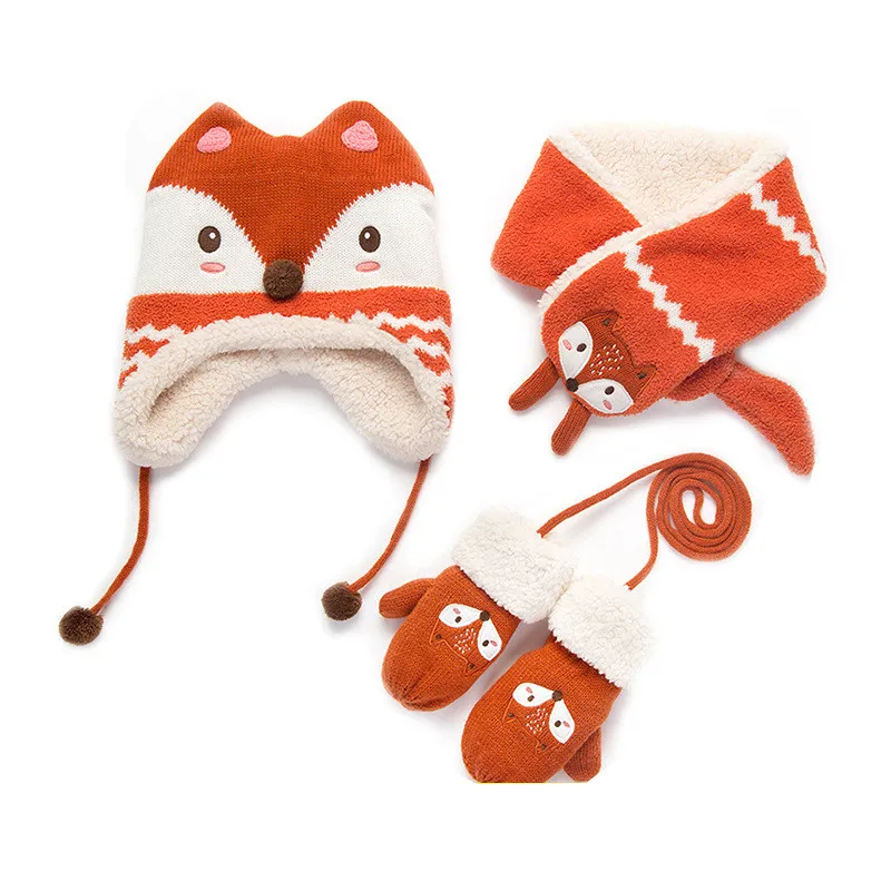 new orange 3pcs 3pcs/Set Baby Kids Winter Cotton Hat Scarf Set Winter Knit Cap Children Warm Scarf For Boys Suit Beanies Hats Scarf For Girl Boy - Цвет: new orange 3pcs