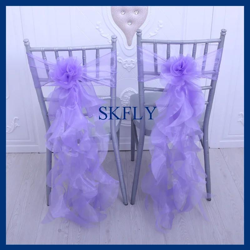 light purple CH098W изготовленный на заказ недорогое свадебное торжество украшение хорошее Рождество бирюзовый зеленый органза курчавая ива frilly стул створки - Цвет: light purple