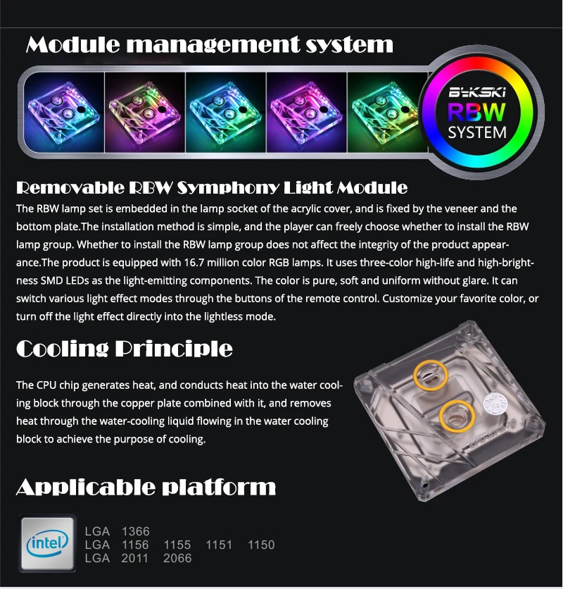 Bykski водоблок для процессора cpu-XPR-A-V2 для INTEL LGA1150 1151 1155 1156 2011X99 черный серебристый RGB поддержка GND водяного охлаждения