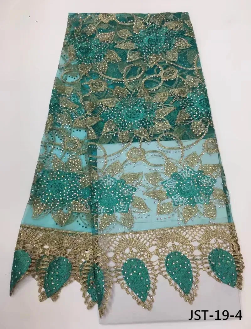 High quality african french tulle lace fabric with charming stones 2017 embroidery flower pattern net for dress JST-19 | Дом и сад