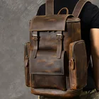 Рюкзак мужской из натуральной кожи, с отделением для ноутбука 15,6 дюйма