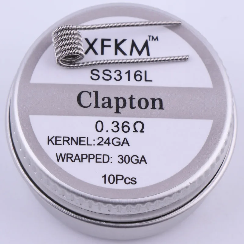 clapton 0.36 316 XFKM плоский витой провод плавленый clapton Hive предварительно изготовленные обмоточные провода чужеродный микс витой Quad Tiger катушки нагревательное сопротивление rda катушка - Цвет: clapton 0.36 316