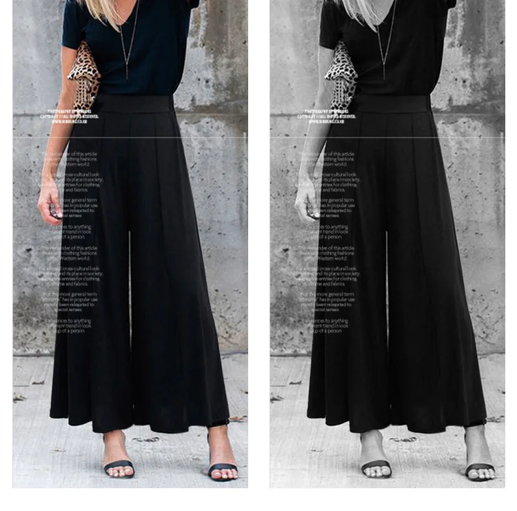 

Summer Black Oversized Loose Large Size Women Wide Leg Pants High Elastic Waist Pants Ladies Elegant Casual Trousers Pantalon