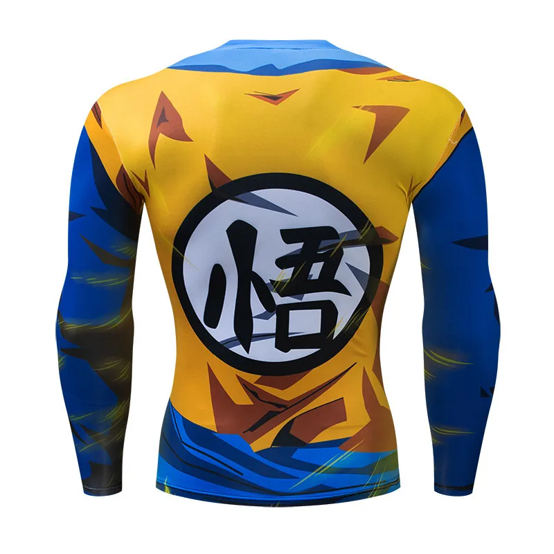 NEW Top Quality Compression T-shirts Men Animation 3D Tight Short Sleeve T-shirt Classic Anime Dragon Ball Z Super Saiyan size | Мужская