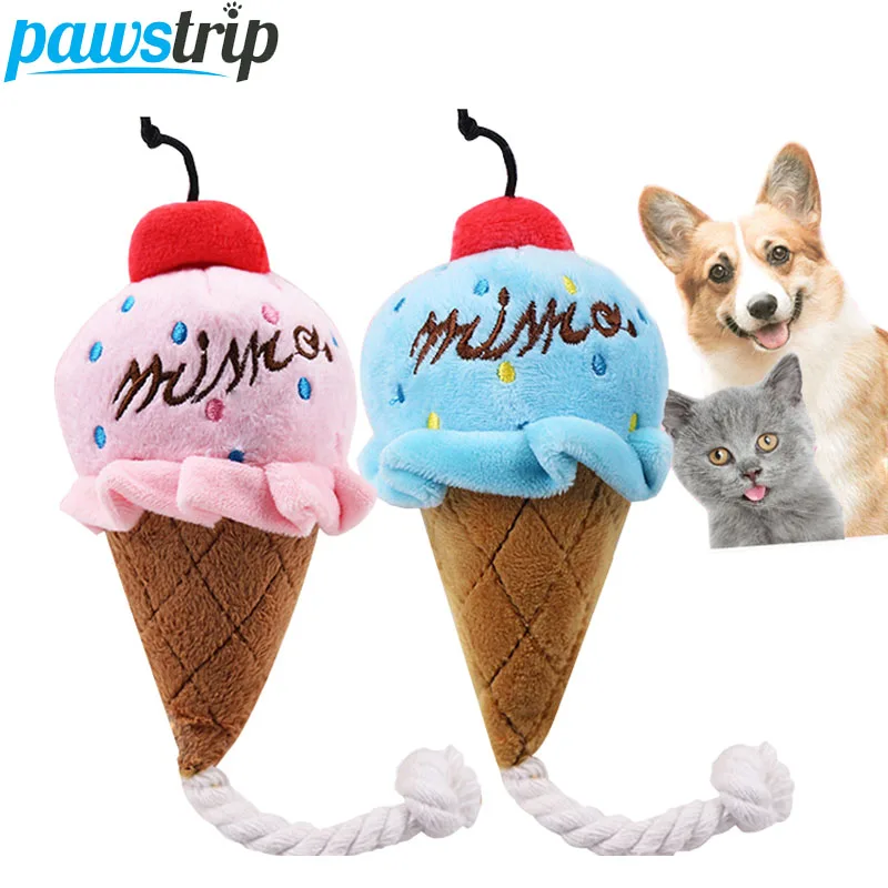 Pawstrip 1 шт. мороженое мягкая плюшевая собака игрушка хлопковая Веревка Собака жевательные игрушки маленький щенок звуковые игрушки для чихуахуа Йоркского