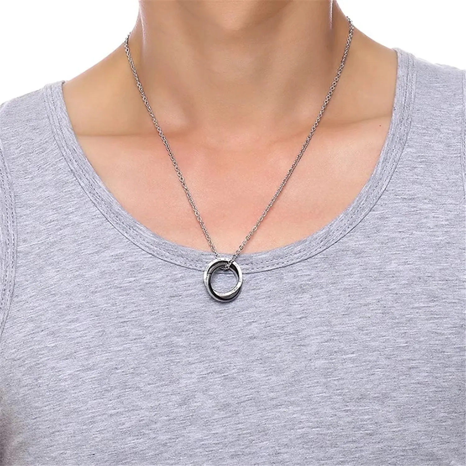 1 Pair Titanium Stainless Steel Eternal Love Circles Pendant Necklace For Him BF Her Gf Great Gifts | Украшения и аксессуары