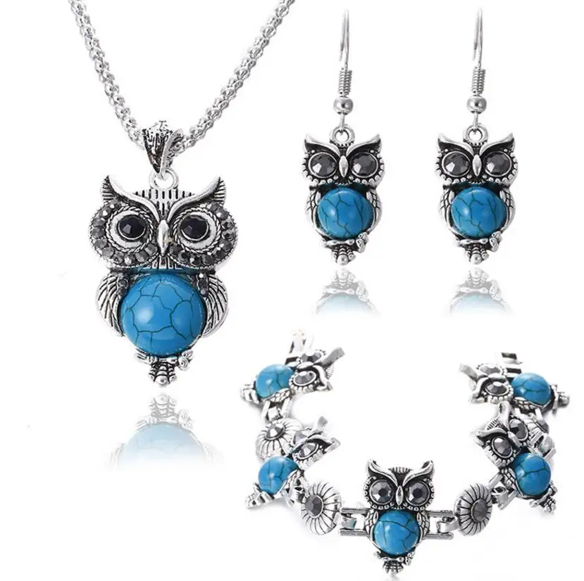 Комплект из колье серёг и браслета с подвеской в виде совы|necklace earrings bracelet|earrings
