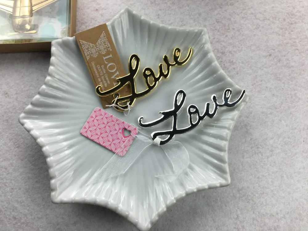 

Wholesale Finished Chrome Love Wine Bottle Opener Wedding&Bridal Shower Favors and Gift For Guest sliver gold