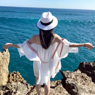 

New Arrival Summer Womens Sexy Beach Casual Vocation Dress Lady Slash Neck Strapless Dresses Party Dress Leisure Vestidos DP7515