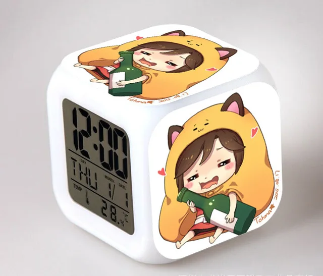 Японское аниме Himouto! Umaru-chan светодиодный цифровой будильник с 7 цветами, детский Ночной светильник, часы для спальни, reloj despertador - Цвет: Лиловый