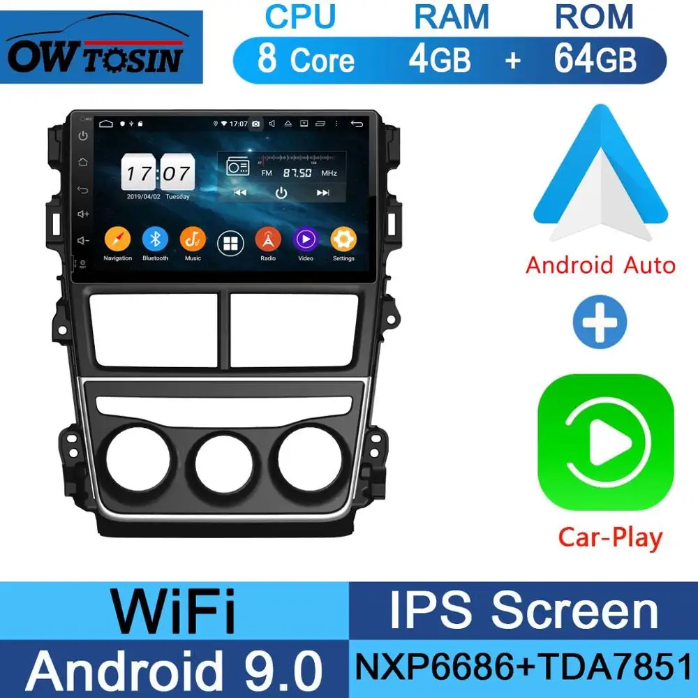 64G CarPlay Android " ips 8 Core 4G+ 64G Android 9,0 автомобильный DVD мультимедийный плеер gps Радио для Toyota Yaris, Vios DSP CarPlay Parrot BT - Цвет: 64G CarPlay Android