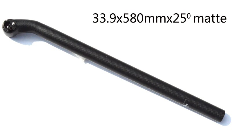 33.9x580x25 matte Полностью углеродное волокно складной велосипедный Подседельный штырь 31,8 33,9 34,9 мм 580 мм углеродный MTB велосипедный Подседельный штырь смещение 5/25 градусов велосипедные детали - Цвет: 33.9x580x25 matte