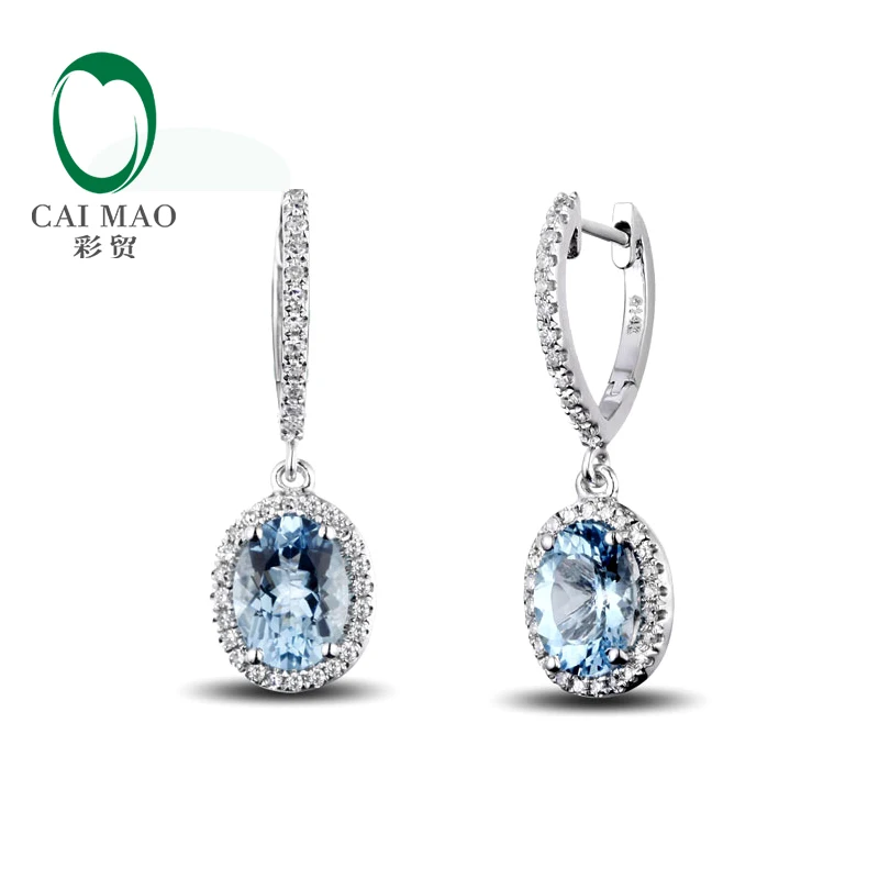 Классические ювелирные изделия Caimao белое золото 14 к синий Аквамарин и бриллианты