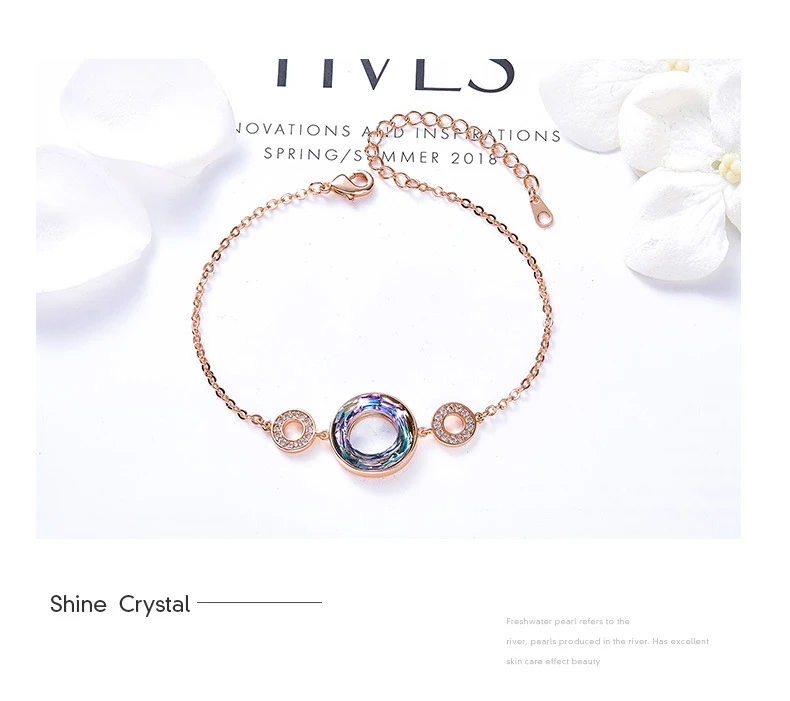 Warme Farben Кристалл от Swarovski браслеты женские корейские звенья цепи личности круг браслет модные ювелирные изделия браслеты подарок