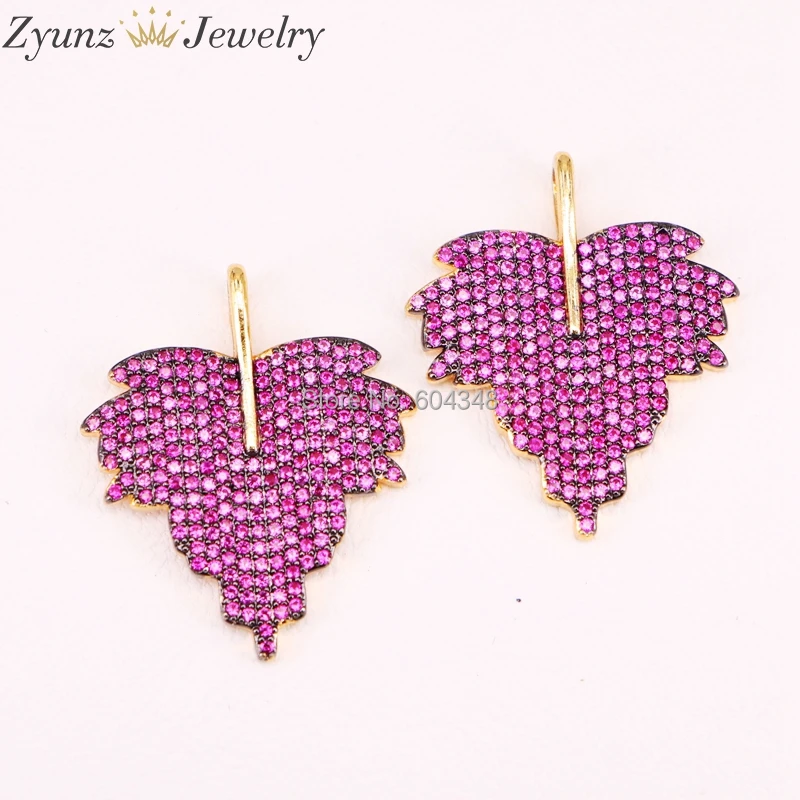 

5 Strands ZYZ296-9992 New Mix Color Maple Leaf CZ Stone Pendant Necklaces for Women Black Gold Color Chain Fashion Jewelry