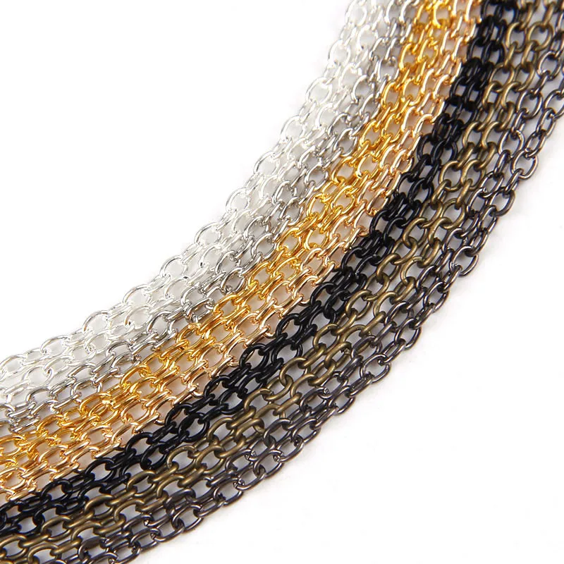 5m/lot 0.6x3x2mm Iron Necklace Chains 7colors Bulk Rolo For Bracelets Jewelry Diy Making Open Link Metal Findings | Украшения и