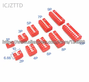 Новый переключатель прямого набора, DIP-переключатель, красный цвет, DS-1P/2P/3P/4P/5P/6P/7 P/8P/9P/10P/12P боковой штифт DS с кодированием 2, 54 мм = 2, 54 мм
