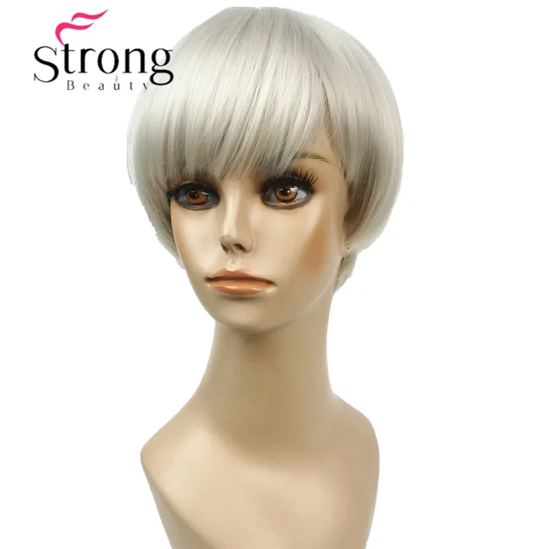 StrongBeauty короткий мягкий белый блондин парик тепла freindy Синтетический Полный парик для женщин