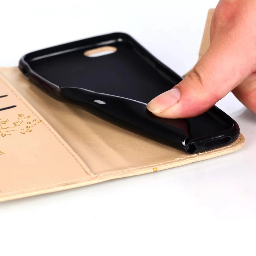 Для Apple iPhone 6 S Плюс s Смартфон флип Чехол PU Кожа с Розовым Узором Карты Слоты