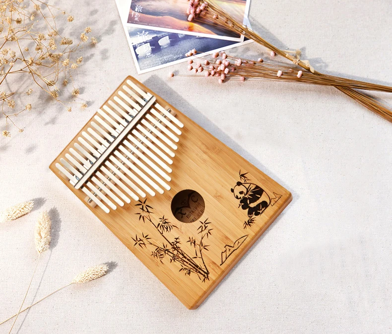 Новое поступление, 17 клавишный палец, калимба Mbira, санза, большой палец, пианино, панда, узор, карманный размер, клавиатура, маримба, дерево, музыкальный инструмент