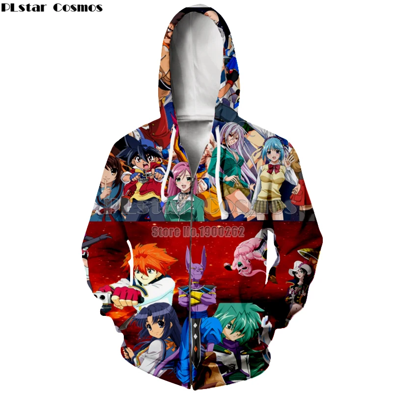 

PLstar Cosmos Anime Harajuku Style Hoodies Hooded zipper Hoodie Anime Long Sleeve Funny Women/Men Plus size S-5XL