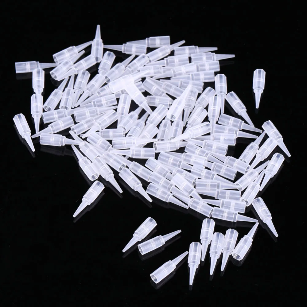100 Pcs татуировки колпачок для игл 1RL 3RL 5RL Пластик сопло крышек капиллярная трубка