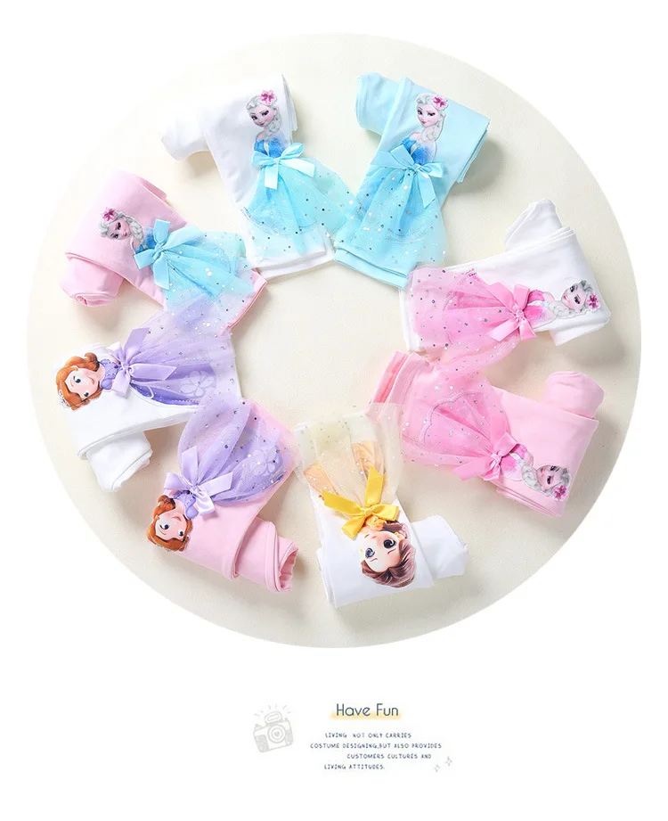 Cute Girl Elsa Anna Cartoon Trousers Kids Anime Leggings Colorful Long Pants 3D Princess Doll Legging Children Clothing