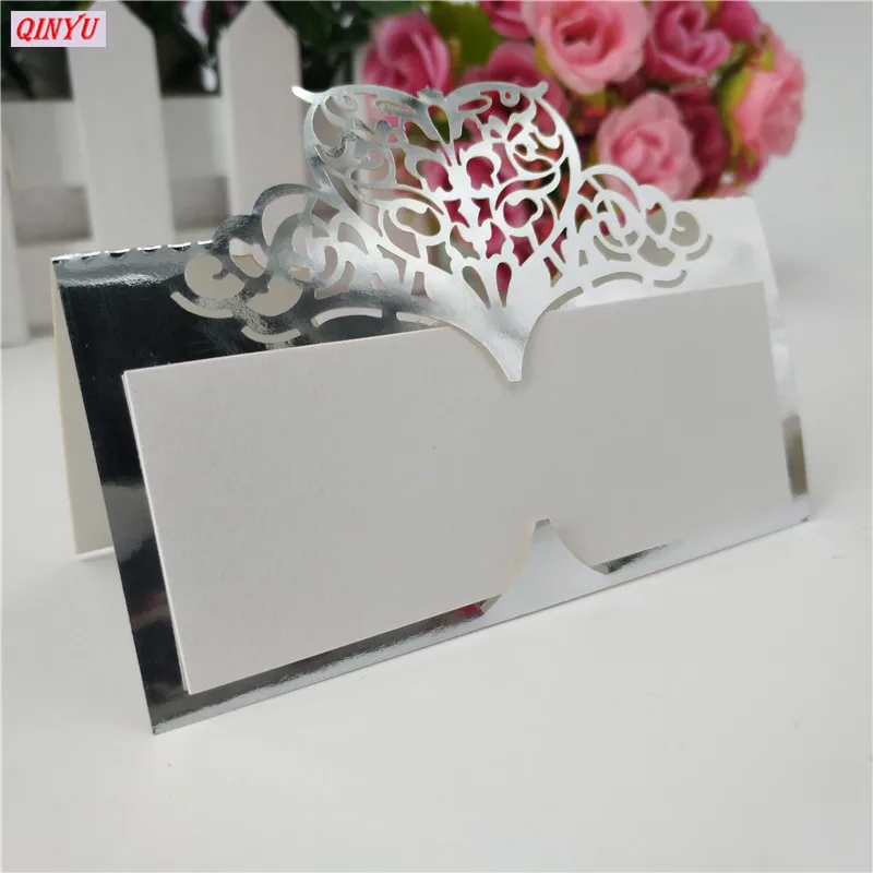 10 шт. в форме сердца лазерная резка свадебный стол имя место карты Свадебная