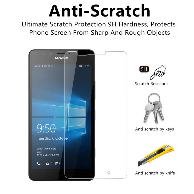 Закаленное стекло для Microsoft Lumia 535 550 650 630 635 530 Защитная пленка Nokia 640 950 XL 640XL 950XL |