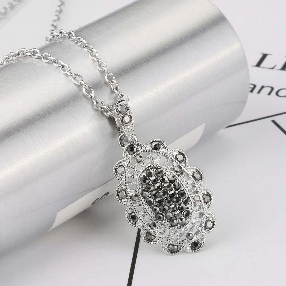 Kinel 4 шт./лот серые Кристаллы Модные Ювелирные наборы для женщин серебряные полые