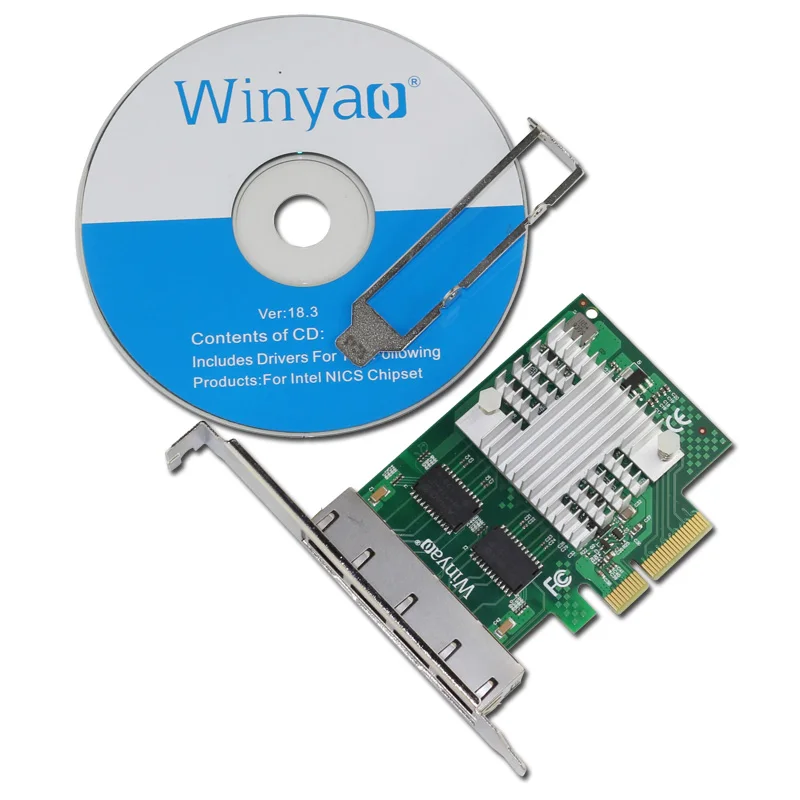 Бесплатная Доставка PCIe x4 Quad порт Gigabit Ethernet Сетевой Карты 1000 М I350AM4 Чипсет для