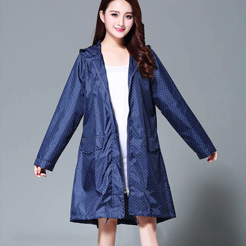 blue Small dot Модный женский плащ-дождевик, дышащие женские длинные дождевики, женский портативный водоотталкивающий дождевик для женщин, дождевик для взрослых - Цвет: blue Small dot