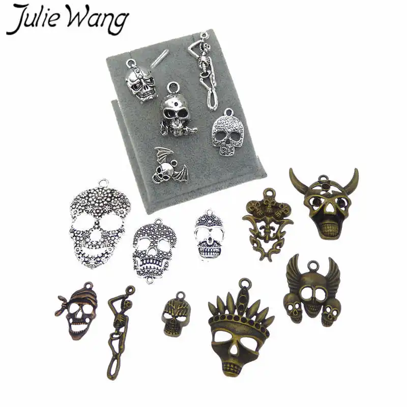 Julie Wang 15 шт. Смешанные Украшения на Хэллоуин Череп Демон Скелет Антикварные цвета