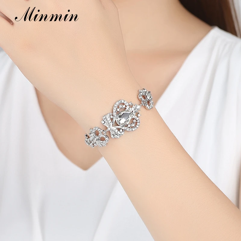Minmin Серебряный Цвет Бабочка Кристалл Ювелирные наборы для женщин Свадьба