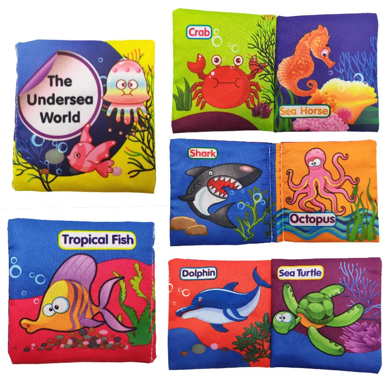 the undersea world Детские игрушки книжки из мягкой ткани звук шелеста Младенческая Развивающая погремушка в коляску игрушка новорожденная кроватка детские игрушки 0-36 месяцев - Цвет: the undersea world