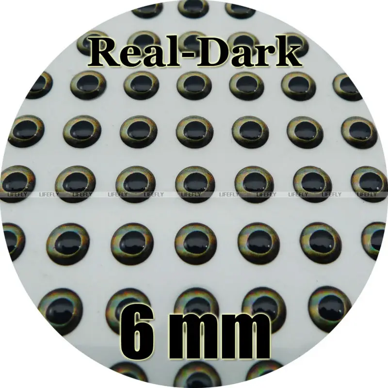 6 мм 3D настоящая темная/ 350 мягкая формованная рыбьи Глаза 3D, муха, джиг, изготовления приманки, ремесло