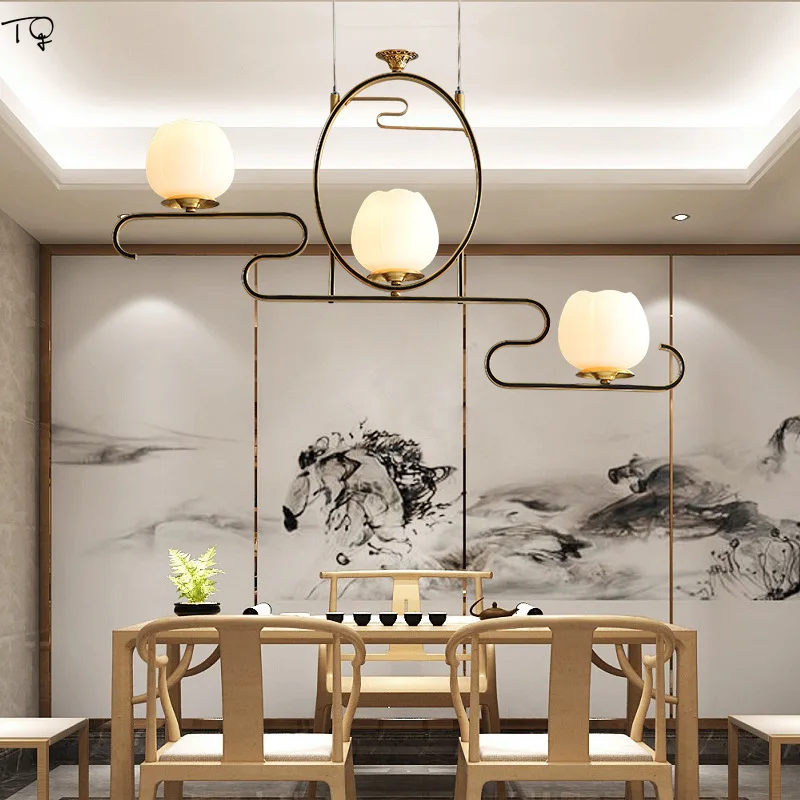 Новые китайские подвесные светильники из меди Zen Art E27 Led для гостиной