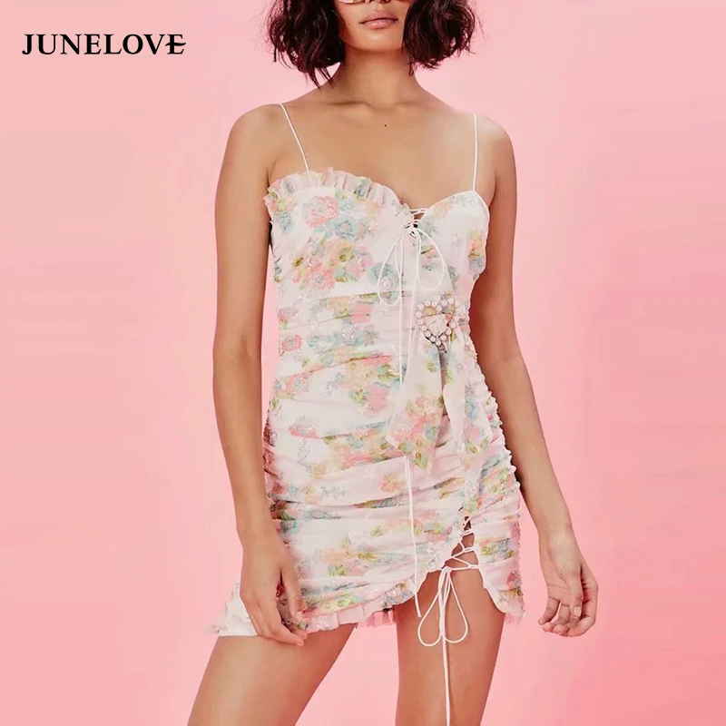 Женское платье с цветочным принтом JuneLove винтажное пляжное в стиле бохо