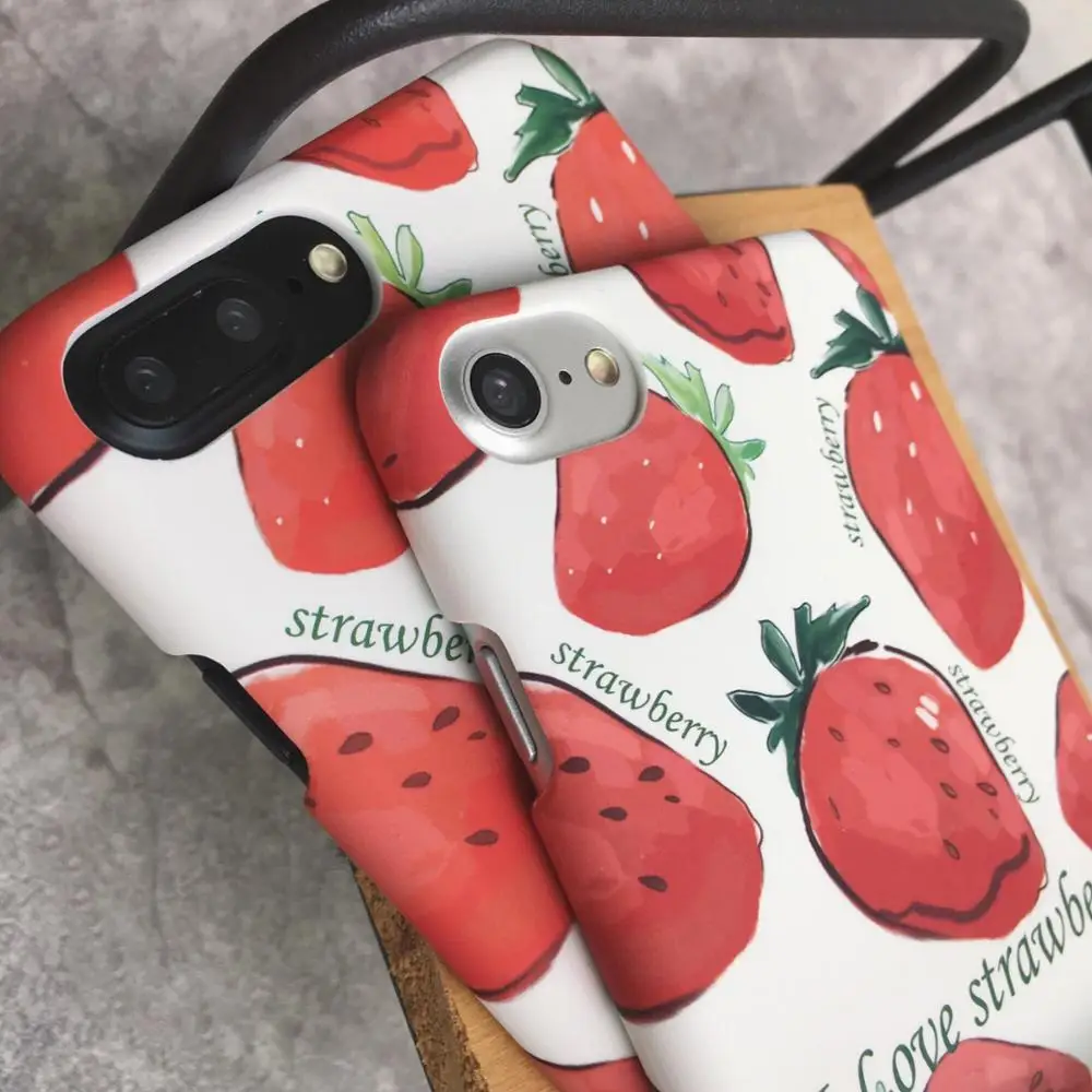 Чехол для телефона Fresh Strawberry с ананасом iPhone11Pro Xs max XR 8/6s 7plus IMD Матовый Жесткий
