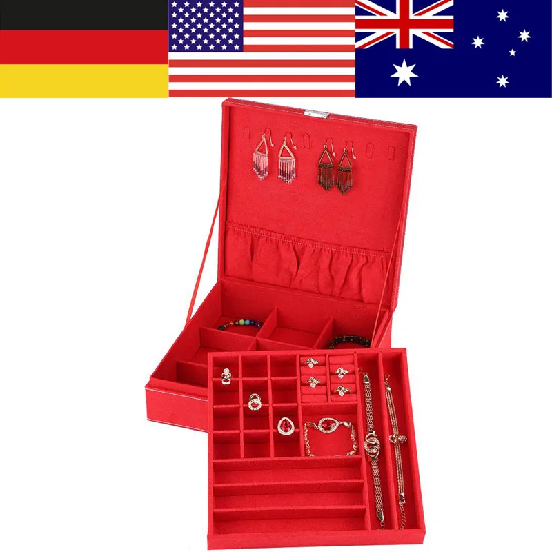 3 цвета двухслойные ювелирные изделия серьги кольца браслет ожерелье коробка